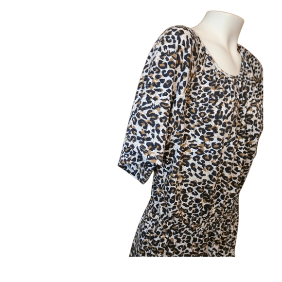 CHELSEA AND VIOLET Leopard Linen Blend Dress Flutter Sleeve Drop Waist Medium‎ - Picture 2 of 15